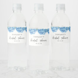 Blauw Hydrangea Bloemachtig Bruidsdiner Welkomstbo Waterfles Etiket