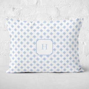 Blauw Hydrangea Bloemblad Monogram Accent Kussen