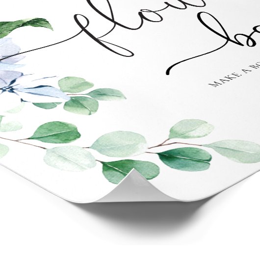 Blauw Hydrangea Bloemen Bar Favoriet teken Poster (Hoek)