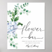 Blauw Hydrangea Bloemen Bar Favoriet teken Poster (Voorkant)