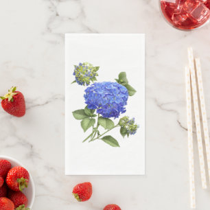 Blauw Hydrangea Bloemen Botanisch Schilderpapier Servet