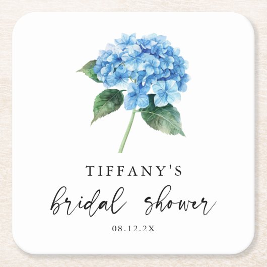 Blauw Hydrangea Bloemen Bruidsontbijt Welkom Bord Kartonnen Onderzetters (Voorkant)
