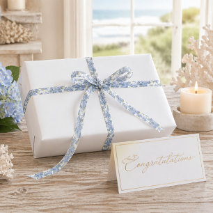 Blauw Hydrangea Bloemen Cadeaolint Satijnen Lint