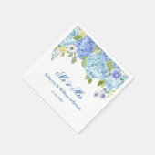 Blauw Hydrangea Bloemen Groen Bruiloft Papier Servet (Hoek)