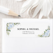 Blauw Hydrangea Bloemen Huwelijk Retouradres Label (Insitu)