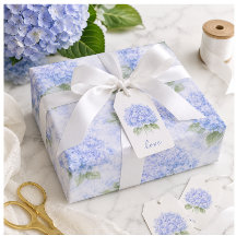 Blauw Hydrangea Bloemen Inpakpapier