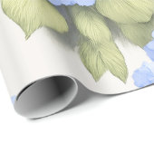 Blauw Hydrangea Bloemen Inpakpapier (Rol Hoek)