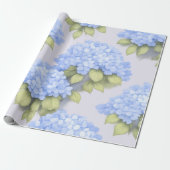 Blauw Hydrangea Bloemen Inpakpapier (Uitgerold)