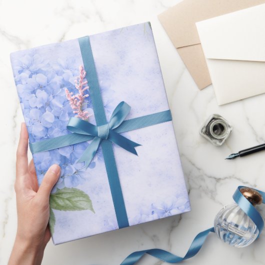 Blauw Hydrangea Bloemen Inpakpapier (Geschenken)