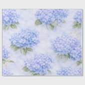 Blauw Hydrangea Bloemen Inpakpapier (Vlak)
