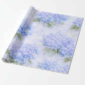 Blauw Hydrangea Bloemen Inpakpapier (Uitgerold)