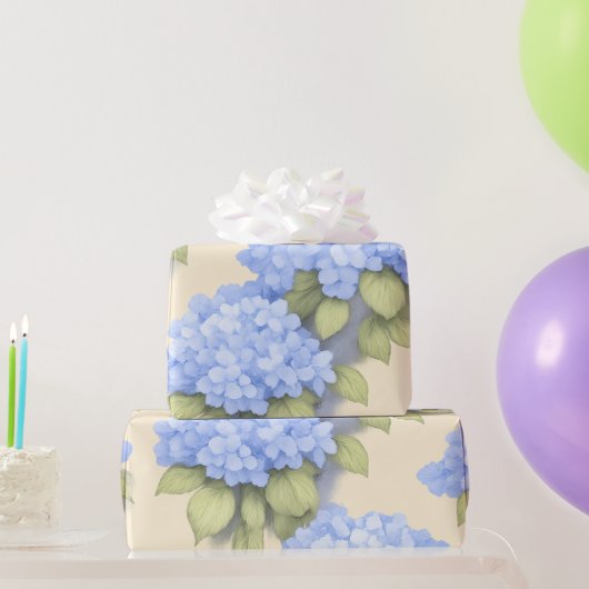Blauw Hydrangea Bloemen Inpakpapier (Feestgeschenken)