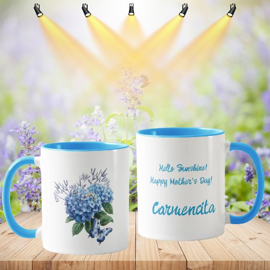 Blauw Hydrangea Bloemenboeket Mok