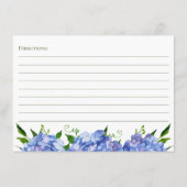 Blauw Hydrangea bloemenrecept Informatiekaartje (Achterkant)