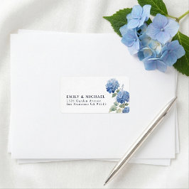Blauw Hydrangea Bloemig Retouradreslabel Etiket
