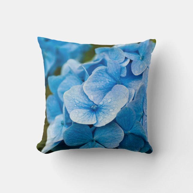 Blauw Hydrangea bloemkussen Kussen (Voorkant)