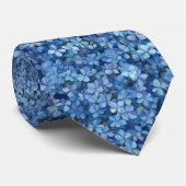 Blauw Hydrangea Bloemmotief Stropdas (Opgerold)