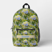 Blauw Hydrangea Bloempatroon Gepersonaliseerd Bedrukte Rugzak (Voorkant)