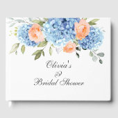 Blauw Hydrangea Blush Roos Eucalyptus Bruidsfeest Gastenboek (Voorkant)