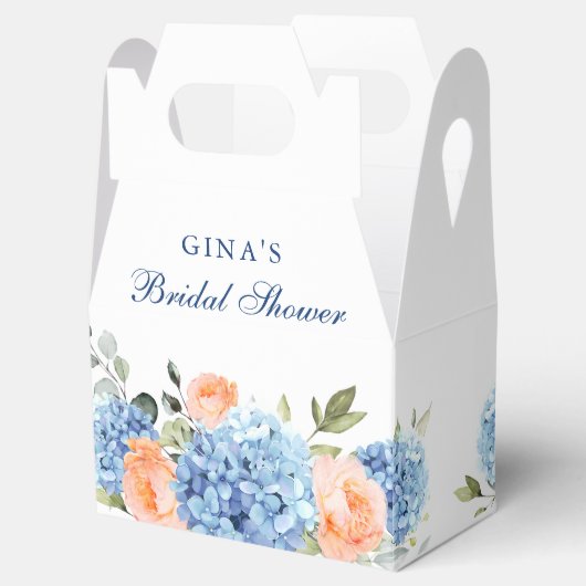 Blauw Hydrangea Blush Roos Eucalyptus Bruiloftsbor Bedankdoosjes (Geopend)