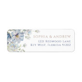 Blauw Hydrangea & Blush Rozen Retouradreslabel Etiket (Voorkant)