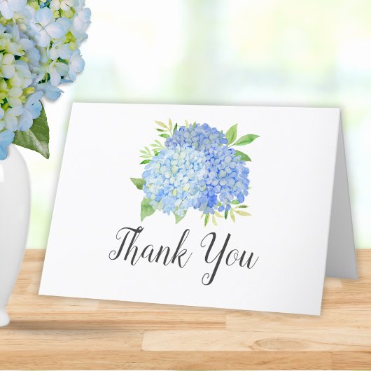 Blauw Hydrangea Boeket Bloemige Bruiloftsdouche Bedankkaart