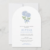 Blauw Hydrangea Boeket & Boog Bruidsdouche Gebogen Kaart (Voorkant)