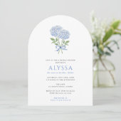 Blauw Hydrangea Boeket & Boog Bruidsdouche Gebogen Kaart (Staand voorkant)