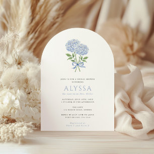 Blauw Hydrangea Boeket & Boog Bruidsdouche Gebogen Kaart