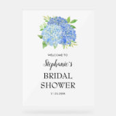 Blauw Hydrangea Boeket Bruidsfeest Welkom Acryl Bord (Voorkant)