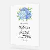 Blauw Hydrangea Boeket Bruidsfeest Welkom Acryl Bord (Hoek)