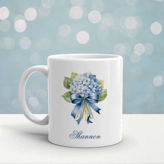 Blauw Hydrangea Boeket Bruidsmeisje Koffiemok