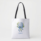 Blauw Hydrangea Boeket Bruidsmeisje Tote Bag (Voorkant)