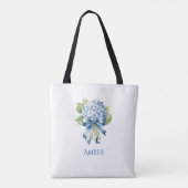 Blauw Hydrangea Boeket Bruidsmeisje Tote Bag (Achterkant)