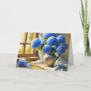 Blauw Hydrangea Boeket Kaart