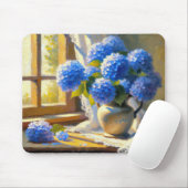 Blauw Hydrangea Boeket Muismat (Met muis)