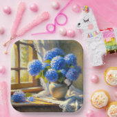 Blauw Hydrangea Boeket Papieren Bordje (Feest)