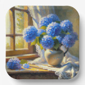 Blauw Hydrangea Boeket Papieren Bordje (Voorkant)