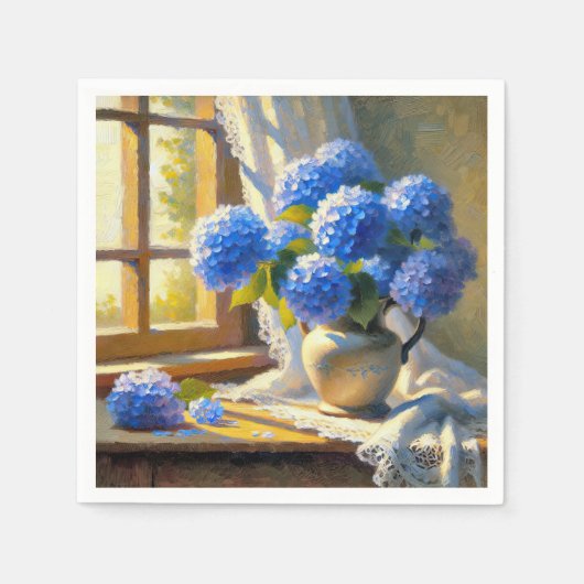 Blauw Hydrangea Boeket Servet (Voorkant)