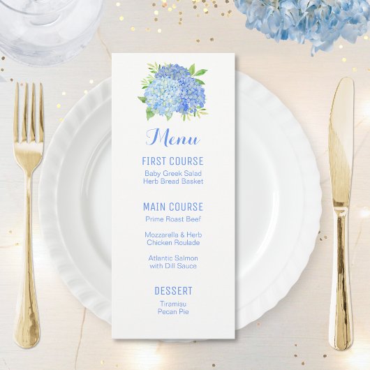 Blauw Hydrangea Boeket Waterverf Bloemenmenu's Menu