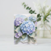 Blauw Hydrangea Boeket Waterverf Sereniteit Briefkaart (Staand voorkant)