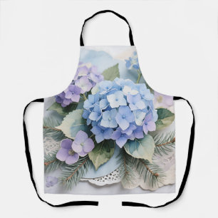 Blauw Hydrangea Boeket Waterverf Sereniteit Schort