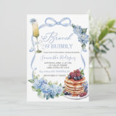 Blauw Hydrangea Coquette Brunch en Bruisende Bruid Kaart (Staand voorkant)