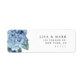 Blauw Hydrangea Elegant retour adres label (Voorkant)