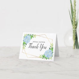 Blauw Hydrangea Geometric Floral Vrijgezellenfeest Bedankkaart