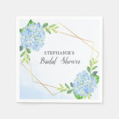 Blauw Hydrangea Geometric Floral Vrijgezellenfeest Servet (Voorkant)