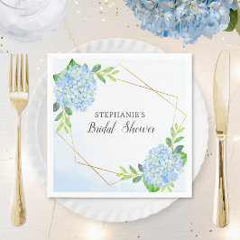 Blauw Hydrangea Geometric Floral Vrijgezellenfeest Servet