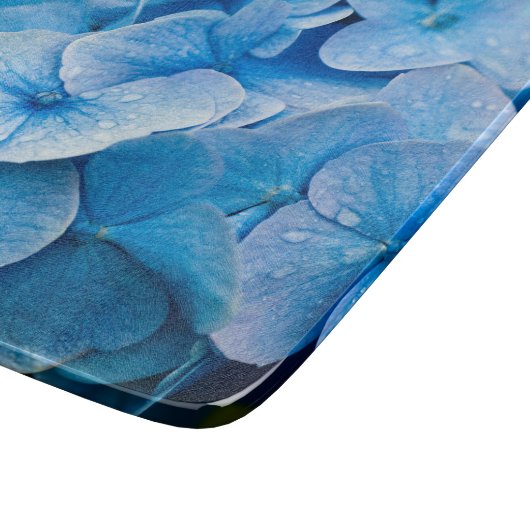 Blauw Hydrangea Glas hakplank Snijplank (Hoek)