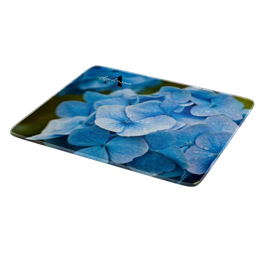 Blauw Hydrangea Glas hakplank Snijplank (Hoek)