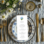 Blauw Hydrangea Grandmillennial Menu Kaart<br><div class="desc">Gemakkelijk aan te passen elegante tekst toont de menu-opties van uw evenement in een nieuwe grand millennial stijl en beschikt over een strak kleurenpalet van wit en blauw met veel compositionele witte ruimte en een antiek afbeelding van een klassieke blauwe hortensia bloem.</div>